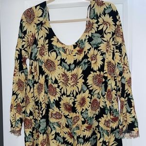 Scoop neck sunflower dress